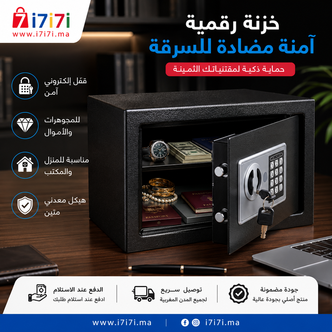 خزنة رقمية إلكترونية آمنة مضادة للسرقة خزنة إلكترونية صغيرة بقفل رقمي لحفظ الأموال والمجوهرات